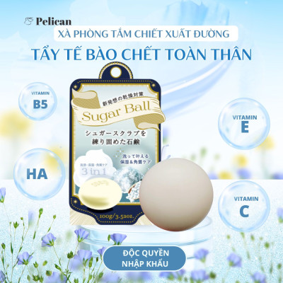 Xà Phòng Tắm Tẩy Tế Bào Chết Toàn Thân Chiết Xuất Đường Pelican Sugar Ball (100 G)