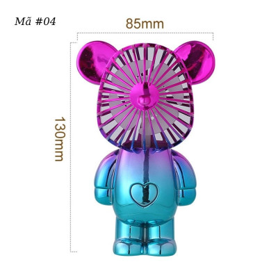 Quạt Mini Cầm Tay Bearbrick, Quạt Tích Điện Mini Để Bàn Decor Siêu Dễ Thương Có Sạc USB - Hàng Loại 1. CHính Hãng MINIIN