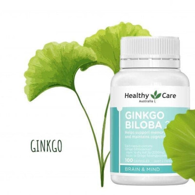 Viên Uống Healthy Care Ginkgo Biloba 2000mg hộp 100v, Hỗ trợ các vấn đề tuần hoàn não, Cải Thiện Trí Nhớ, lưu thông máu, Tăng khả năng nhận thức