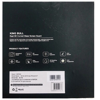 Miếng dán cường lực màn hình và Decal lưng sau cho iPhone 11 Pro Max (6.5") hiệu MIPOW King Bull chuẩn 9H / 0.26 mm (2 trong 1) - Hàng nhập khẩu