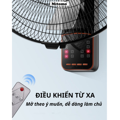 Quạt treo tường điều khiễn từ xa remote Mitomo FTT-60 hàng chính hãng