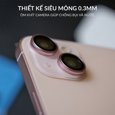 Bộ vòng kính cường lực viền kim loại bảo vệ camera cho iPhone 15 Pro / 15 Pro Max / 15 Plus / iP 15 hiệu Kuzoom AR-LENS độ cứng 9H, chống trầy xước, giữ nguyên chất lượng ảnh chụp - Hàng nhập khẩu