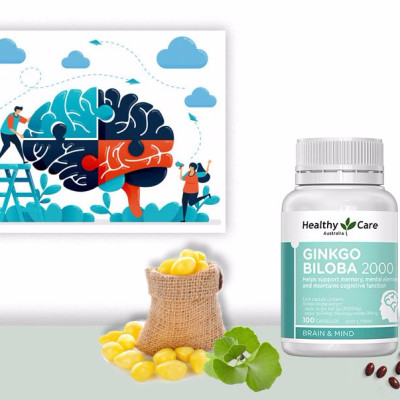 Viên Uống Healthy Care Ginkgo Biloba 2000mg hộp 100v, Hỗ trợ các vấn đề tuần hoàn não, Cải Thiện Trí Nhớ, lưu thông máu, Tăng khả năng nhận thức