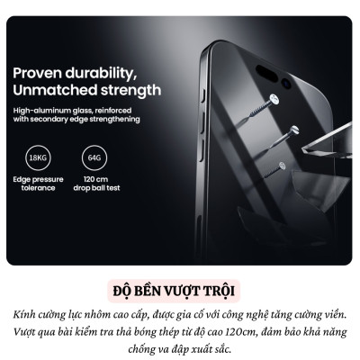 Cường lực Full viền kèm khung cho iPhone 16 Pro Max / 16 Pro hiệu Nillkin CP+ PRO Phủ Nano, vát cạnh 2.5D, lớp Olephobic - Hàng nhập khẩu