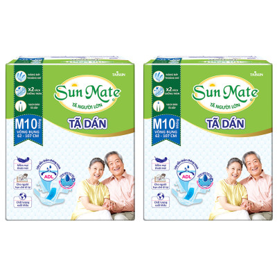 Combo 2 Tã Dán Người Lớn SunMate G2 Size M10 (10 Miếng)