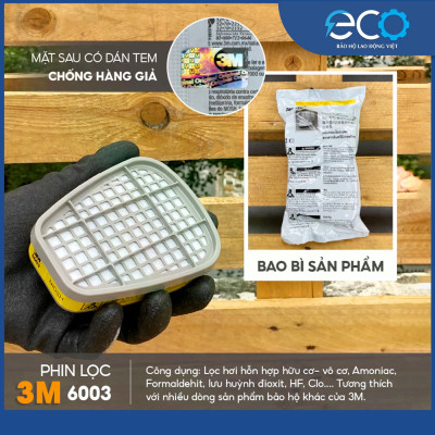 Phin Lọc 3M 6001, 6003, 6006 kết hợp tấm lọc bụi 5N11 cùng nắp giữ 501 lọc hơi hữu cơ xăng dầu phun sơn, chống độc, lọc bụi siêu mịn, vô cơ, hữu cơ