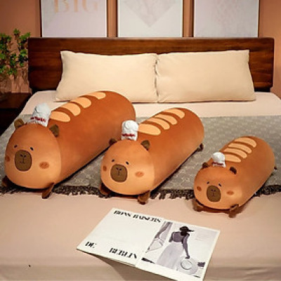 Thú nhồi bông Capybara xúc xích nướng phom dài đáng yêu - Size từ 55cm đến 95cm - Quà tặng gấu bông chuột lang êm mịn cho bé