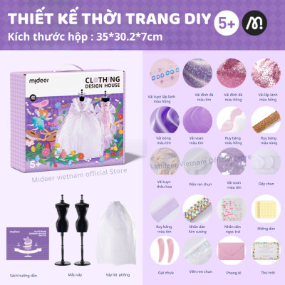 Đồ chơi thiết kế thời trang DIY cho bé gái  5 6 7 8 9 tuổi may vá Mideer Clothing Design House