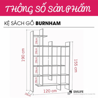 Giá sách bằng gỗ cho gia đình SMLIFE Burnham
