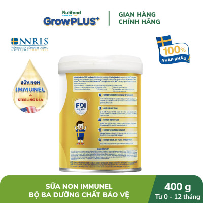 Sữa Bột Nutifood Sweden GrowPLUS+ Sữa Non Immunel từ 0 - 12 tháng lon 400g