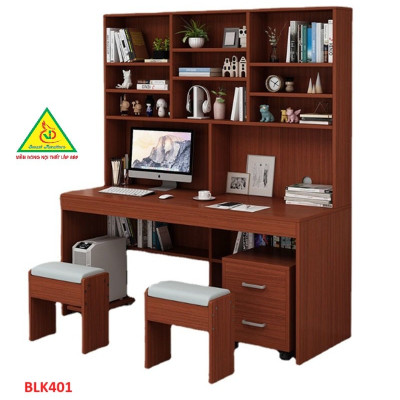 Bàn làm việc, bàn học  liền kệ gỗ MDF BLK401 - Nội thất lắp ráp Viễn Đông Adv