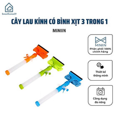 Cây lau kính có bình xịt thông minh 3 trong 1, Chổi lau kính cán ngắn tích hợp bình đựng dung dịch trong thân lau - Chính hãng MINIIN (Giao màu ngẫu nhiên)
