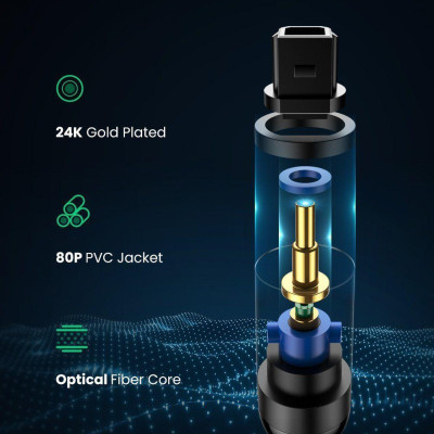 Ugreen UG70890AV122TK 1M màu đen cáp quang Optical âm thanh kỹ thuật số đầu mạ vàng 24K - HÀNG CHÍNH HÃNG