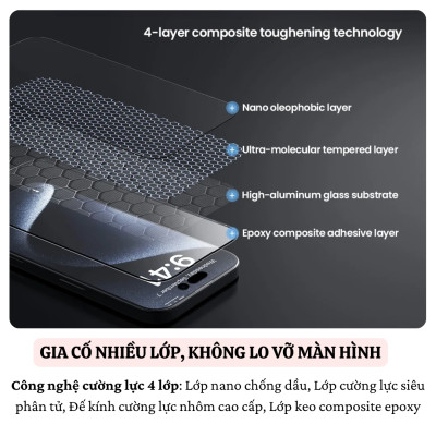 Cường lực Full viền kèm khung cho iPhone 16 Pro Max / 16 Pro hiệu Nillkin CP+ PRO Phủ Nano, vát cạnh 2.5D, lớp Olephobic - Hàng nhập khẩu