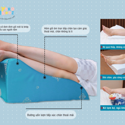Gối kê chân chống giãn tĩnh mạch YOROKOBI cao 25cm dành cho người đau nhức chân, tiểu đường, tê bì, vọp bẻ, kiến bò, mẹ bầu phù chân tích nước - hàng thương hiệu- XANH NGỌC BÍCH