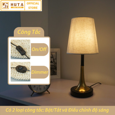 Đèn Ngủ Để Bàn HUTA Light For Life T5 Thép Mạ Đồng, Sang Trọng Decor Trang Trí Phòng Ngủ Khách Sạn, Điều Chỉnh Độ Sáng, Ánh Sáng Vàng