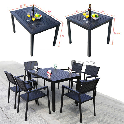 Bàn cafe vuông 80cm ngoài trời TE2033-80A Nội thất Capta Bàn ăn nhà hàng sân vườn nhỏ gọn mặt gỗ nhựa chống thấm chân nhôm sơn tĩnh điện