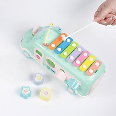 Đồ chơi Xe bus thả hình khối kết hợp đàn gõ Xylophone Bioamicus