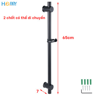 Thanh treo tay sen tắm cơ động inox 304 sơn đen Hobby home decor GVST3