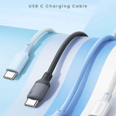 Ugreen UG15281US563TK 60W 2M hỗ trợ QC4.0 3A Cáp sạc nhanh - truyền dữ liệu 2 đầu USB-C c-c dây nhựa Màu Xanh - HÀNG CHÍNH HÃNG