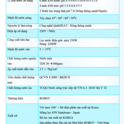 Máy Lọc Nước Điện Giải Ion Kiềm ROBOT IonSmart 1112 Nóng Thông Minh - Hàng Chính Hãng