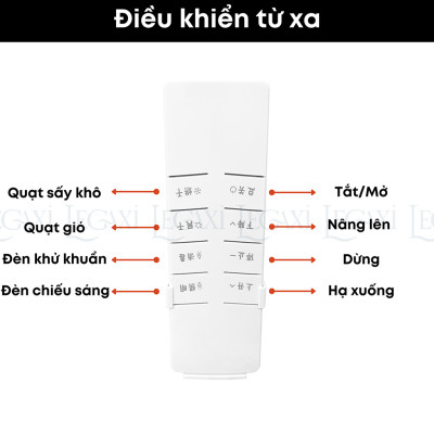 Sào Phơi Đồ Tự Động, Giá Treo Quần Áo Có Quạt Sấy Khô Đèn LED Khử Trùng Tia Cực Tím Remote Gắn Trần Legaxi