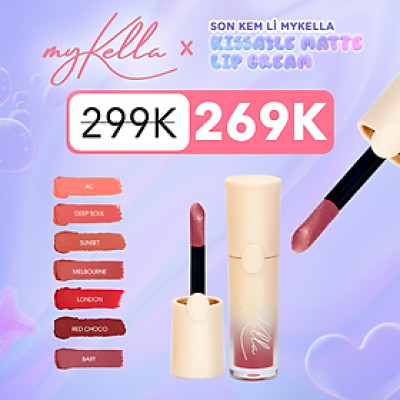 Son Kem Lì myKella Thuần Chay, Mịn Mượt, Dưỡng Môi Chống Thâm - KISSABLE MATTE LIP CREAM 5ml