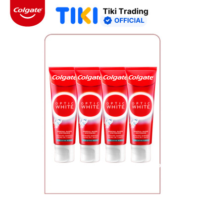 Bộ 4 Kem Đánh Răng Colgate trắng răng Optic White Exfoliating Mineral cho răng sáng bóng 100g/tuýp