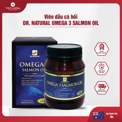 Viên uống Omega 3 dầu cá Hồi nhập khẩu chính hãng Úc OMEGA 3 SALMON OIL (180 viên) hỗ trợ giảm mỡ máu, giảm nguy cơ xơ vữa động mạch, cung cấp các chất dinh dưỡng cần thiết cho não bộ, tốt cho mắt