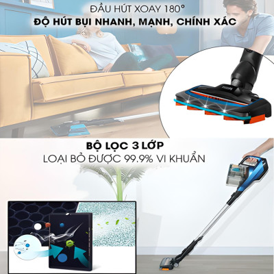 HÀNG CHÍNH HÃNG - Máy hút bụi cầm tay không dây dạng cán 3 trong 1 SpeedPro Aqua. Thương hiệu Hà Lan cao cấp Philips
