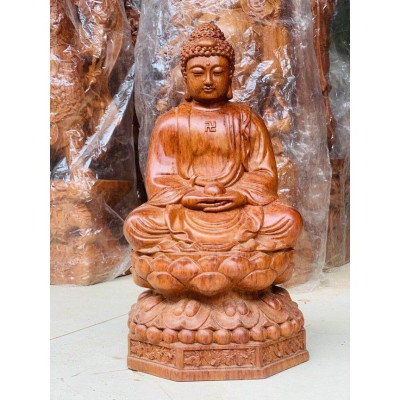 Tượng phật adi đà bằng gỗ hương đá kt cao 100×45×45cm