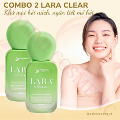 COMBO 2 Lọ Xịt Khử Mùi Toàn Thân LARA CLEAR Quyên Lara 40ml, Giúp Ngăn Tiết Mồ Hôi, Khử Mùi Hôi