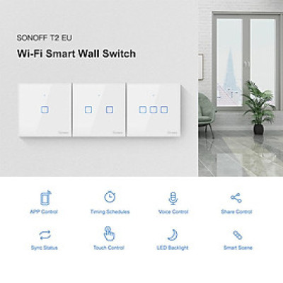 Bảng điều khiển từ xa tiêu chuẩn SONOFF T2EU3C-TX 3 gang công tắc đèn tường WiFi thông minh 433Mhz