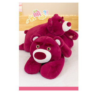 Thú nhồi bông gấu dâu nằm tay dài mẫu mới - Size từ 70cm đến 1m3 - Quà tặng gấu bông lotso dâu nằm màu đỏ ôm ngủ mặt cưng đáng yêu