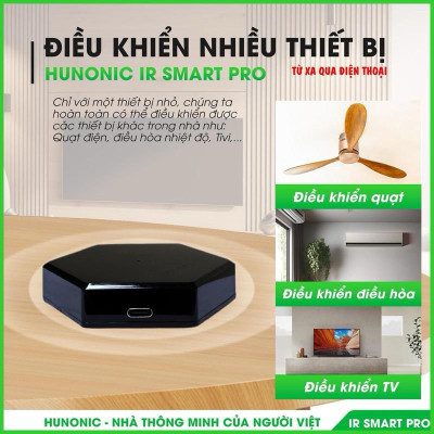 Bộ Điều Khiển Hồng Ngoại Hunonic Ir Smart Pro- Điều Khiển Điều Hòa, Quạt, Tivi...Từ Xa Qua Điện Thoại Qua Wifi