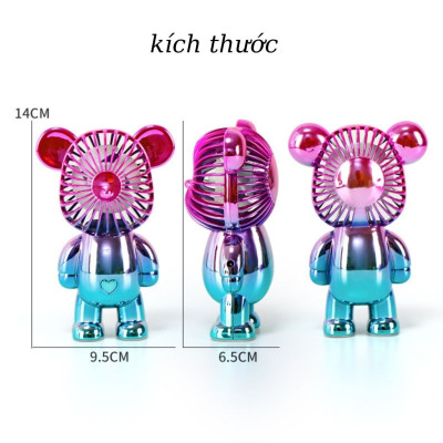 Quạt Mini Cầm Tay Bearbrick, Quạt Tích Điện Mini Để Bàn Decor Siêu Dễ Thương Có Sạc USB - Hàng Loại 1. CHính Hãng MINIIN