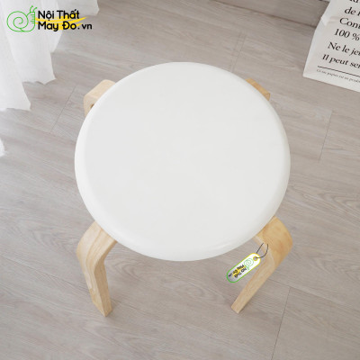 Ghế Đôn - Pin Stool - Thiết Kế Chân Trụ Cách Điệu Sang Trọng - Lắp Ráp Đơn Giản - Màu Trắng 