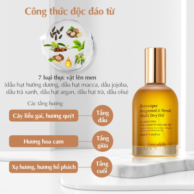 [SALE 70% DATE GẦN] Dầu Dưỡng Ẩm Đa Năng OVALLA Thuần Chay Giúp Giảm Nhăn, Làm Sáng Da Và Chống Lão Hóa Cho Da Khô (Lọ 50ml)