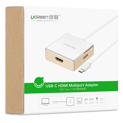 Ugreen UG30441US183TK Bộ chuyển đổi TYPE C sang 1 USB 3.0 + 2 USB 2.0 + HDMI + hỗ trợ nguồn TYPE C - HÀNG CHÍNH HÃNG