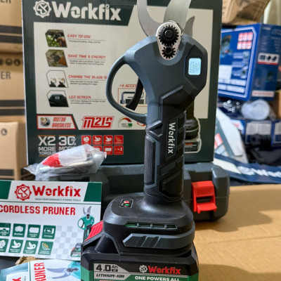 Kéo cắt cành pin WORKFIX WF-CP30BL, Động cơ Không chổi than, Màn hình led hiển thị, Cắt 3cm