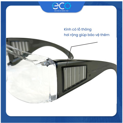 Kính bảo hộ chống hoá chất Bolle BL110N10A Pháp dùng chung được với kính cận