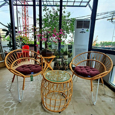 Bộ bàn ghế sân vườn sắt giả mây - NAVICOM