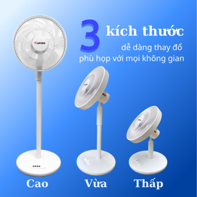 Quạt năng lượng mặt trời Rapido RSF-30 chính hãng, bảo hành toàn quốc, thời gian sử dụng 26 tiếng liên tục khi đầy pin - Hàng chính hãng