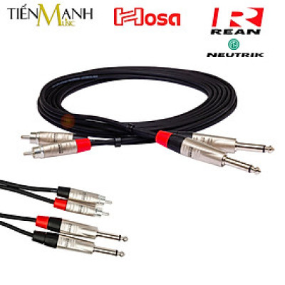 Cặp Dây Cáp Loa Kiểm Âm Hosa HPR-005X2 Rean by Neutrik 2 Đầu 6ly TS Mono Sang 2 Hoa Sen RCA Pro Stereo TRS HPR-003X2, HPR-010X2, HPR-015X2, HPR-020X2 Studio Monitor Cable Hàng Chính Hãng