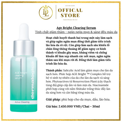 Serum Huyết Thanh Dưỡng Da Ban Đêm Dành Cho Da Lão Hóa Dermalogica Age Bright Clearing Serum 30ml