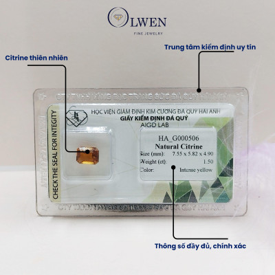 Viên đá thạch anh vàng ( citrine ) thiên nhiên  HA_G000506