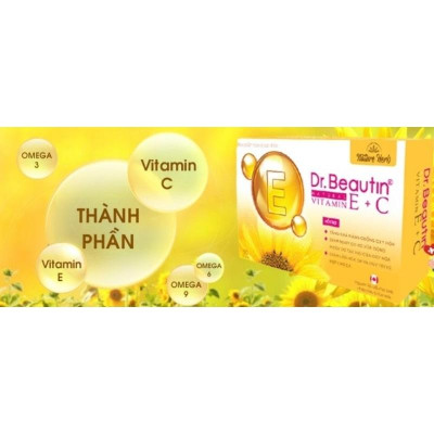 Viên uống đẹp da, chống lão hóa DR. BEAUTIN NATURAL VITAMIN E + C - Bổ sung Vitamin E, C giúp giảm khô da, da trăng sáng