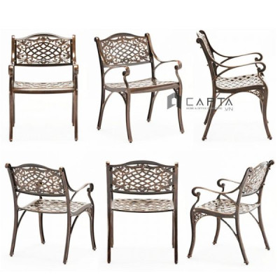 Ghế sân vườn nhôm đúc màu đồng CC2010-A Nội thất Capta Ghế café ban công ngồi ngoài trời nhôm đúc màu đồng có tay tựa Outdoor chair