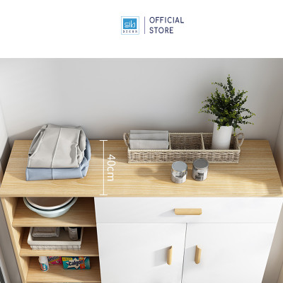 Kệ Gỗ Nhiều Ngăn Đa Năng Màu Trắng Phối Vân Gỗ Thương Hiệu SIB Decor KG25