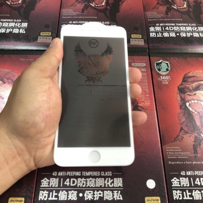 Kính cường lực iPhone 7Plus/8Plus chống nhìn trộm WK Kingkong 4D ; TRẮNG - Hàng chính hãng 